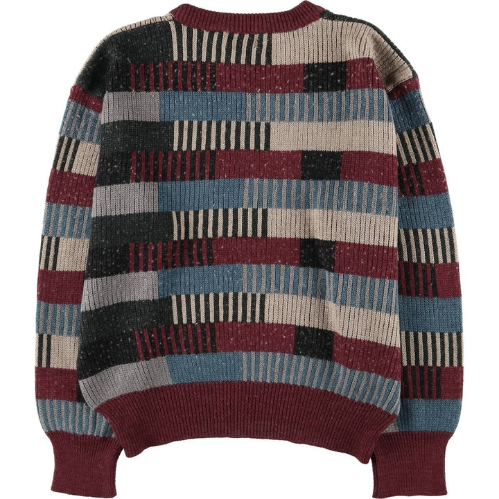 HONORS All-Over Print Acrylic Knit Sweater, Men's Size L acrylic red type reddish brown Vintage Second Hand