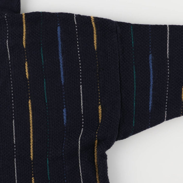 00'S Scendie Stripe Pattern Half Button Polo Knit Sweater, Men's XL unclear black type Vintage Second Hand