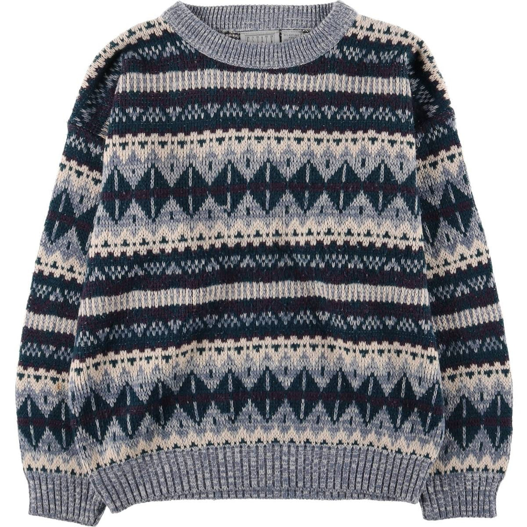 ESTATE All-Over Print Acrylic Knit Sweater, Men's Size M acrylic Blue type light blue Vintage Second Hand