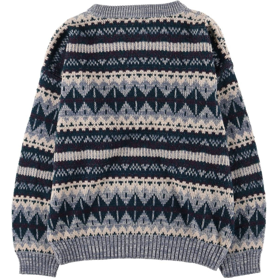 ESTATE All-Over Print Acrylic Knit Sweater, Men's Size M acrylic Blue type light blue Vintage Second Hand