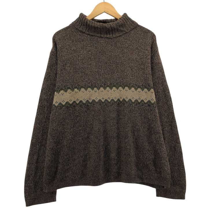 LEMSA Turtleneck Acrylic Knit Sweater, Made in Spain, Men's Size XL acrylic brown type Vintage Second Hand