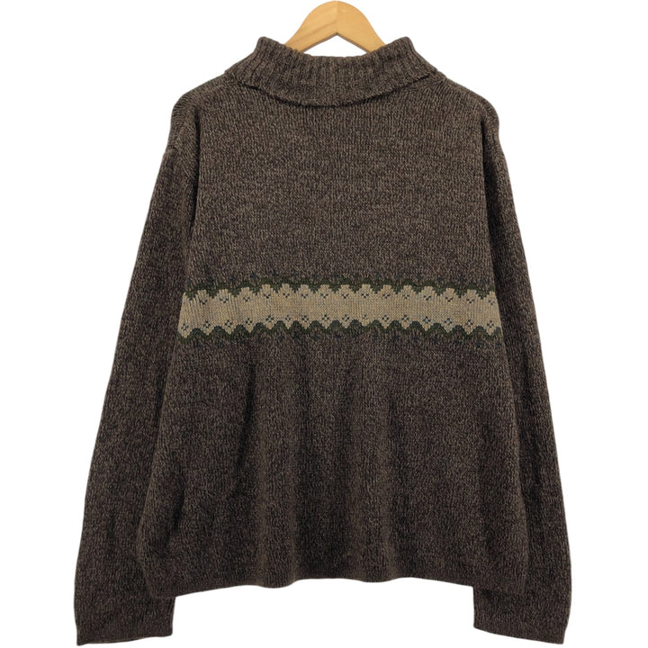 LEMSA Turtleneck Acrylic Knit Sweater, Made in Spain, Men's Size XL acrylic brown type Vintage Second Hand