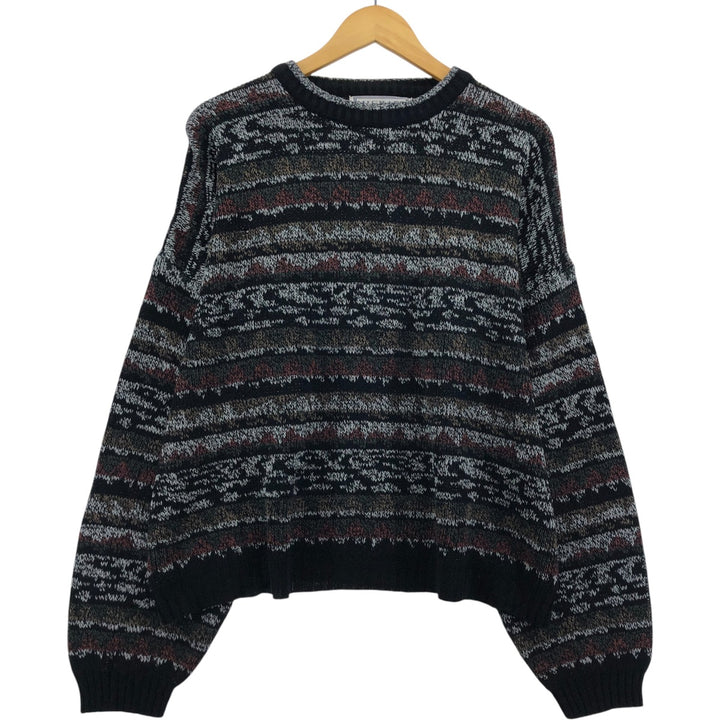 Vintage 90'S Michael Gerald all-over print knit sweater, men's size XL unclear navy blue type Vintage Second Hand