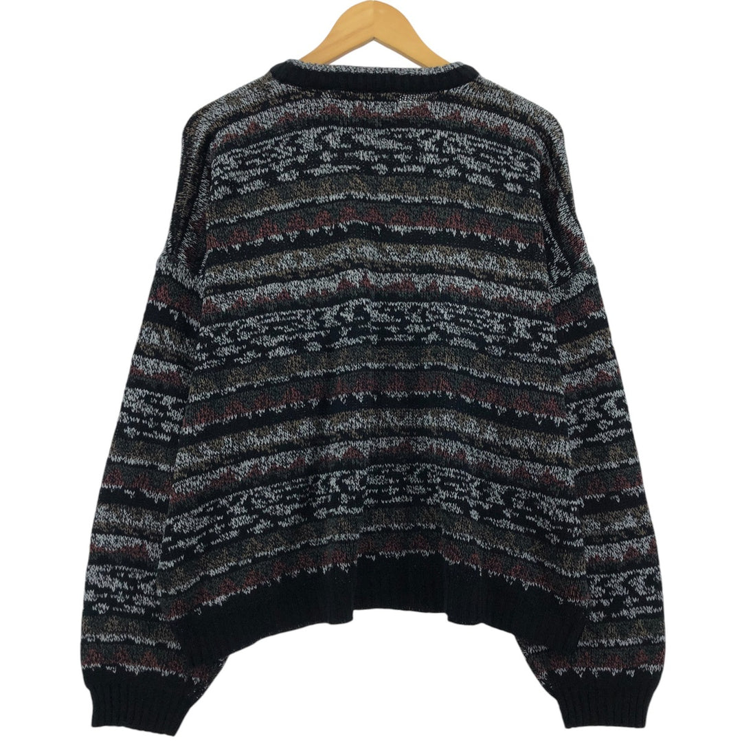 Vintage 90'S Michael Gerald all-over print knit sweater, men's size XL unclear navy blue type Vintage Second Hand