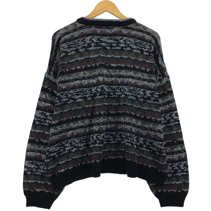 Vintage 90'S Michael Gerald all-over print knit sweater, men's size XL unclear navy blue type Vintage Second Hand