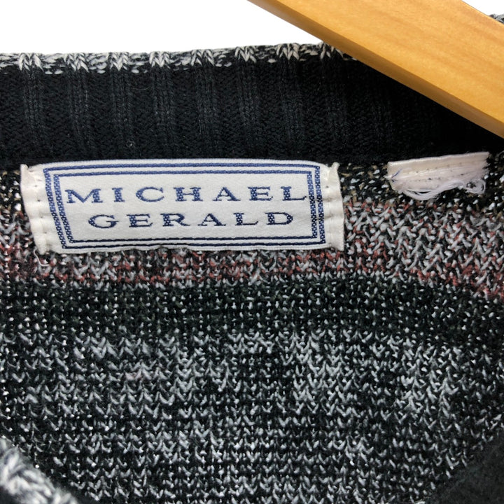 Vintage 90'S Michael Gerald all-over print knit sweater, men's size XL unclear navy blue type Vintage Second Hand