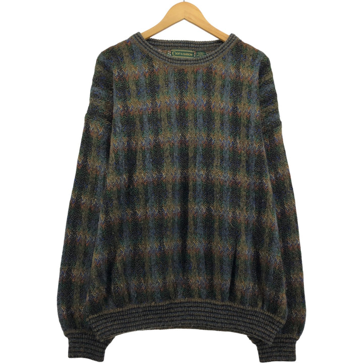 Craft and Barrow all-over print acrylic knit sweater, men's size XL acrylic Beige type Vintage Second Hand