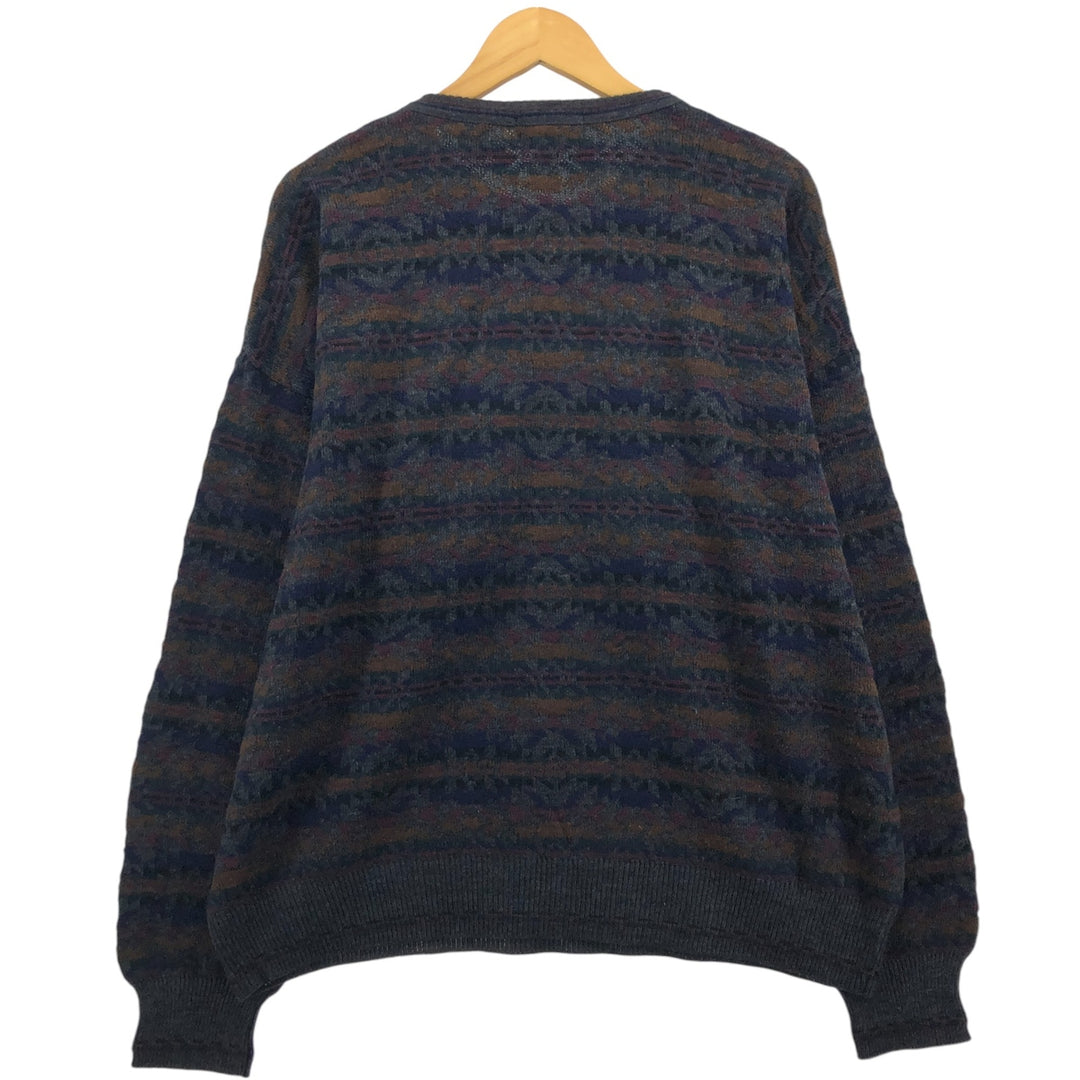 THE ITALIAN SWEATER All-Over Print Acrylic Knit Sweater, Made in Italy, Men's Size XL acrylic navy blue type Vintage Second Hand