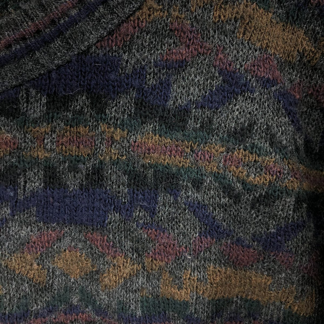 THE ITALIAN SWEATER All-Over Print Acrylic Knit Sweater, Made in Italy, Men's Size XL acrylic navy blue type Vintage Second Hand