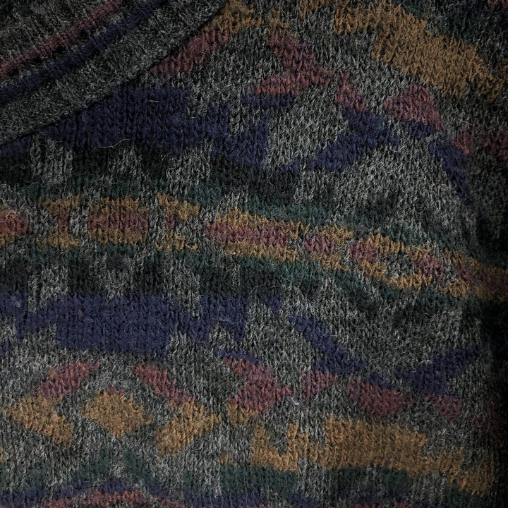 THE ITALIAN SWEATER All-Over Print Acrylic Knit Sweater, Made in Italy, Men's Size XL acrylic navy blue type Vintage Second Hand