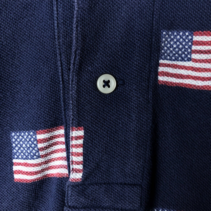 Ralph Lauren POLO by Ralph Lauren Stars and Stripes Short Sleeve Polo Shirt, Men's Size Medium cotton navy blue type Vintage Second Hand