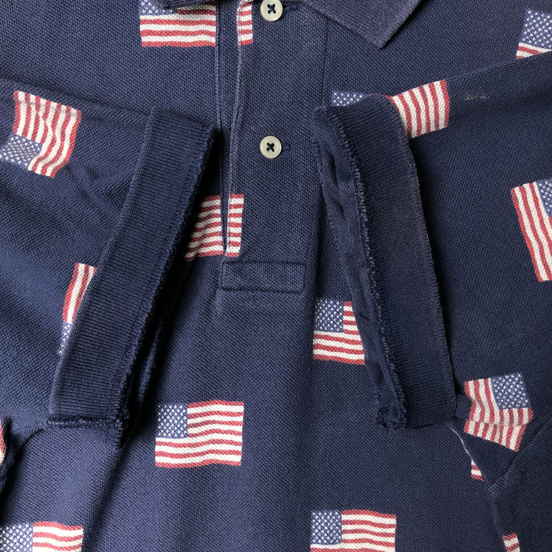 Ralph Lauren POLO by Ralph Lauren Stars and Stripes Short Sleeve Polo Shirt, Men's Size Medium cotton navy blue type Vintage Second Hand