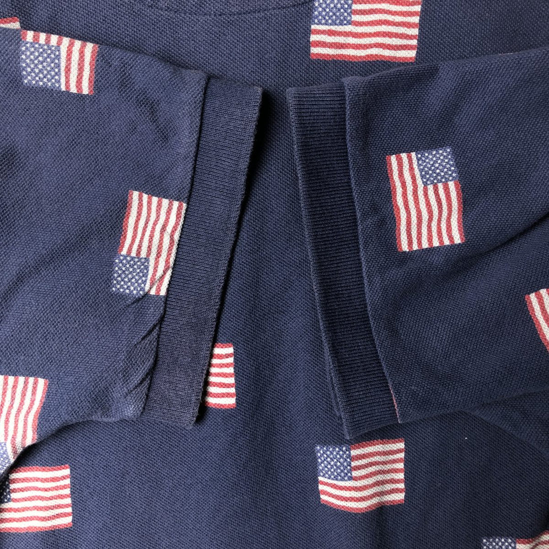 Ralph Lauren POLO by Ralph Lauren Stars and Stripes Short Sleeve Polo Shirt, Men's Size Medium cotton navy blue type Vintage Second Hand