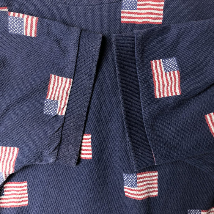 Ralph Lauren POLO by Ralph Lauren Stars and Stripes Short Sleeve Polo Shirt, Men's Size Medium cotton navy blue type Vintage Second Hand