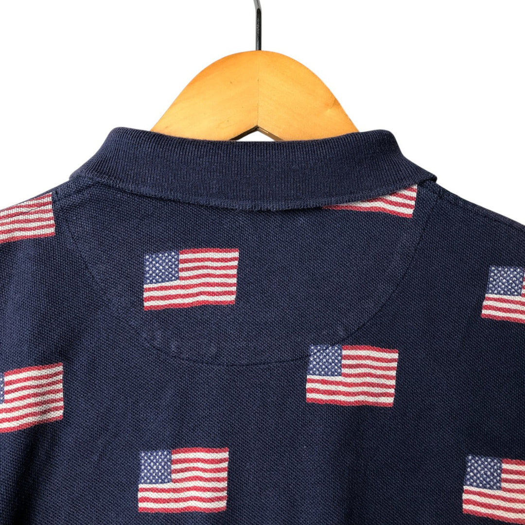 Ralph Lauren POLO by Ralph Lauren Stars and Stripes Short Sleeve Polo Shirt, Men's Size Medium cotton navy blue type Vintage Second Hand
