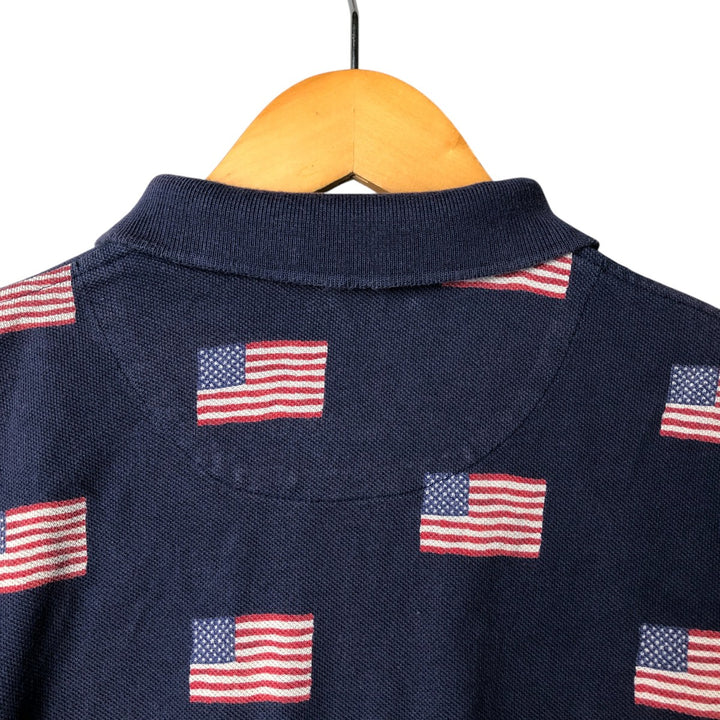 Ralph Lauren POLO by Ralph Lauren Stars and Stripes Short Sleeve Polo Shirt, Men's Size Medium cotton navy blue type Vintage Second Hand