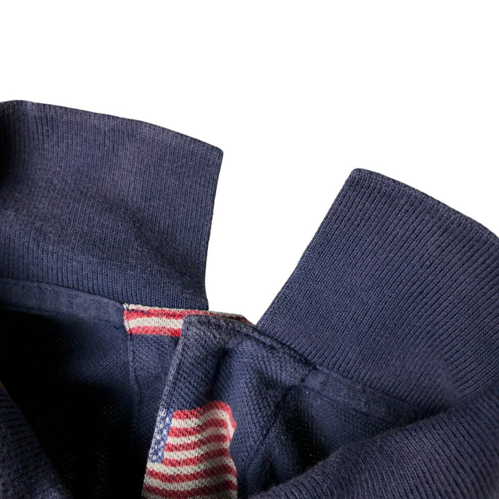 Ralph Lauren POLO by Ralph Lauren Stars and Stripes Short Sleeve Polo Shirt, Men's Size Medium cotton navy blue type Vintage Second Hand