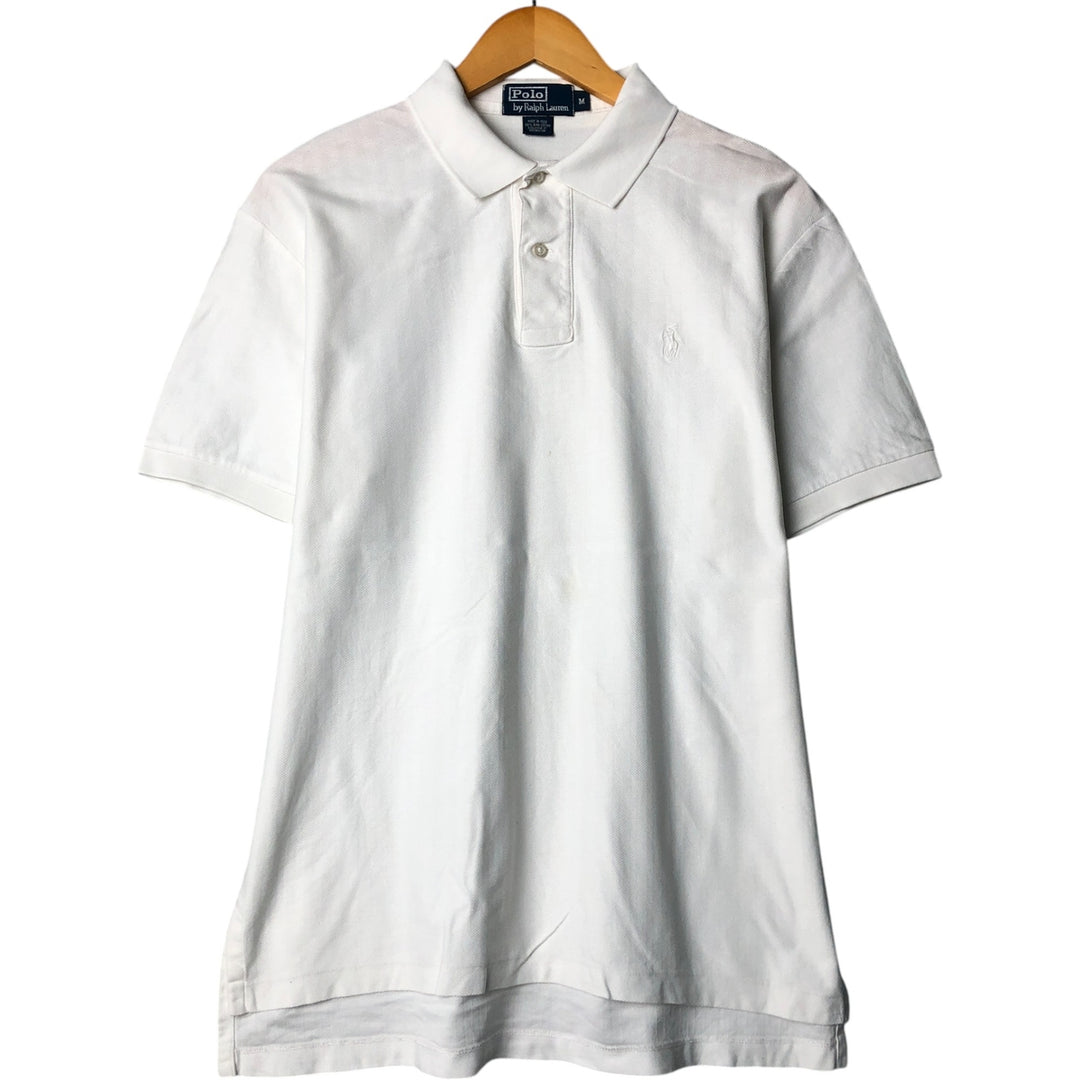 Ralph Lauren POLO by Ralph Lauren herringbone short-sleeved polo shirt, men's size M Pima Cotton white type Vintage Second Hand