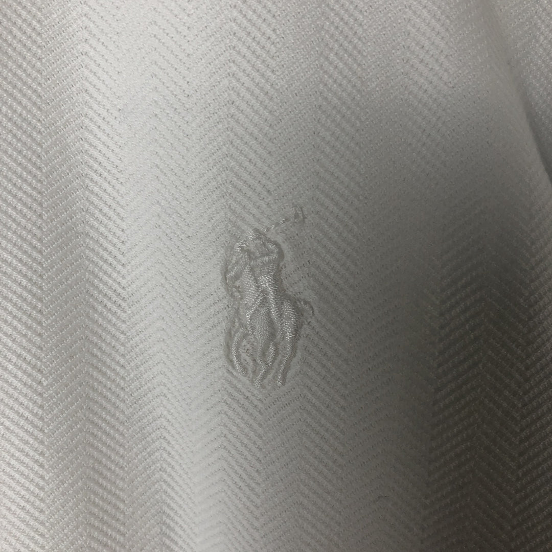 Ralph Lauren POLO by Ralph Lauren herringbone short-sleeved polo shirt, men's size M Pima Cotton white type Vintage Second Hand