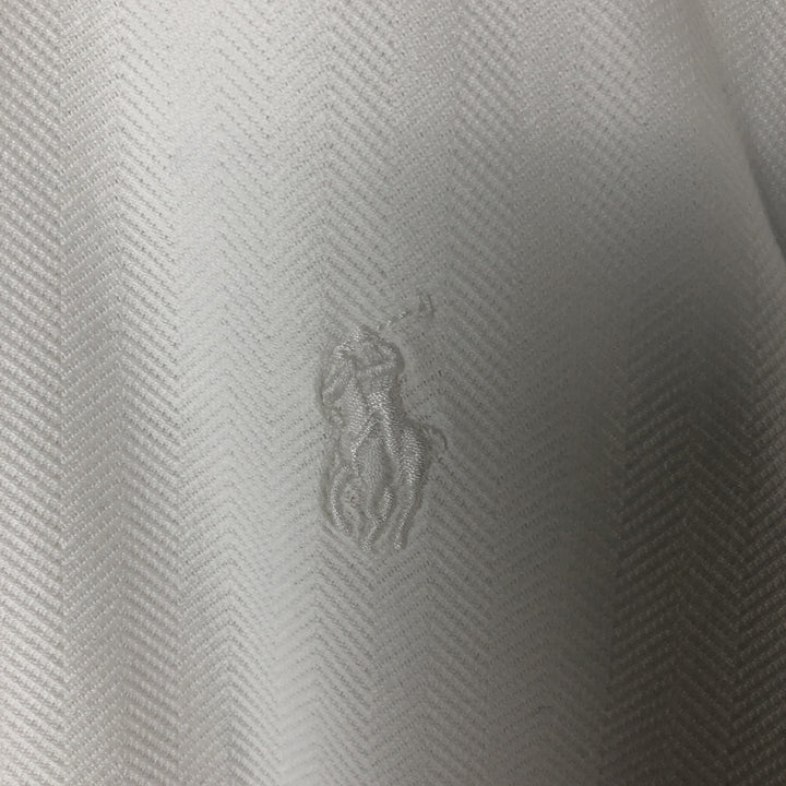 Ralph Lauren POLO by Ralph Lauren herringbone short-sleeved polo shirt, men's size M Pima Cotton white type Vintage Second Hand
