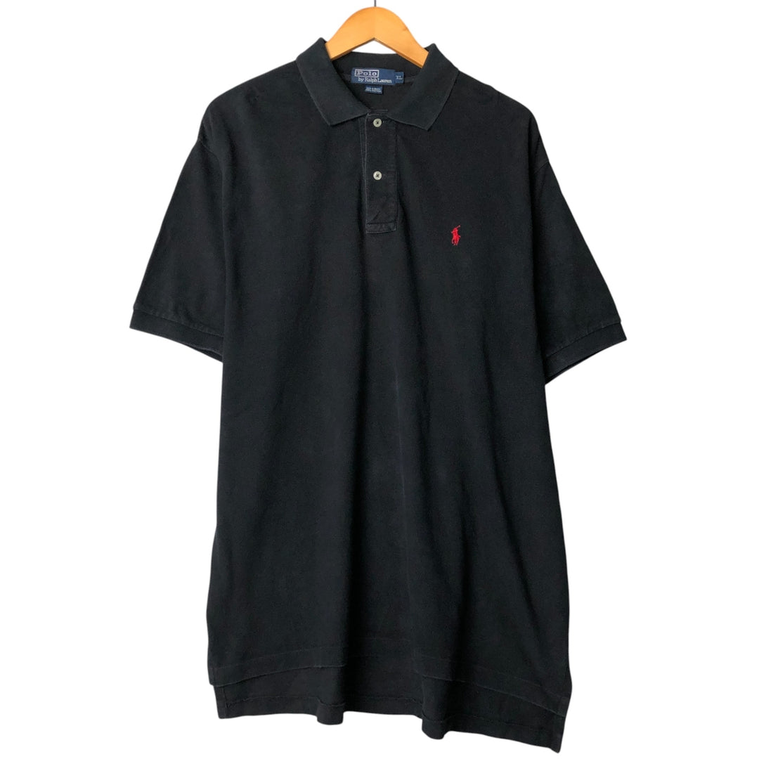 Ralph Lauren POLO by Ralph Lauren short sleeve polo shirt, men's XL size cotton black type Vintage Second Hand