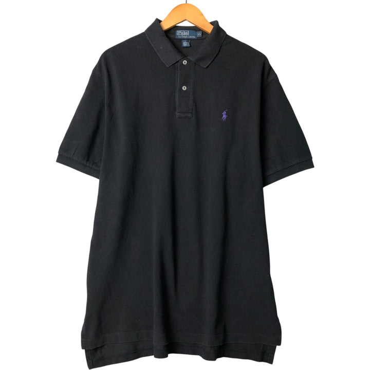 Ralph Lauren POLO by Ralph Lauren short sleeve polo shirt, men's XL size cotton black type Vintage Second Hand