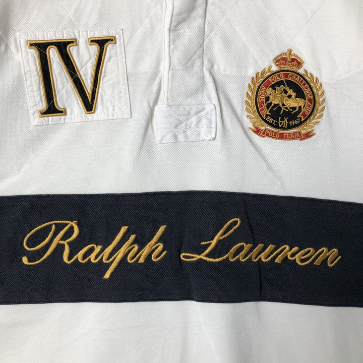 Ralph Lauren POLO by Ralph Lauren CUSTOM FIT Double Pony Short Sleeve Rugby Shirt, Men's Size L cotton white type Vintage Second Hand