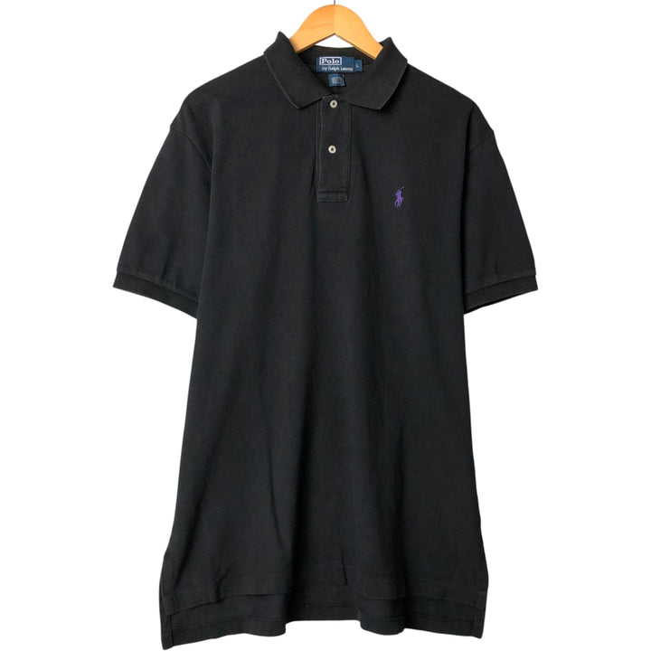Ralph Lauren POLO by Ralph Lauren short sleeve polo shirt, men's size L cotton black type Vintage Second Hand
