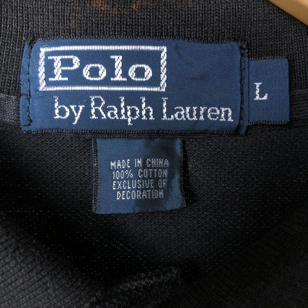 Ralph Lauren POLO by Ralph Lauren short sleeve polo shirt, men's size L cotton black type Vintage Second Hand