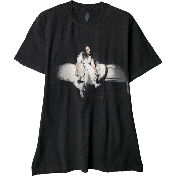 Billie Eilish Band T-shirt, Men's M size cotton black type Vintage Second Hand
