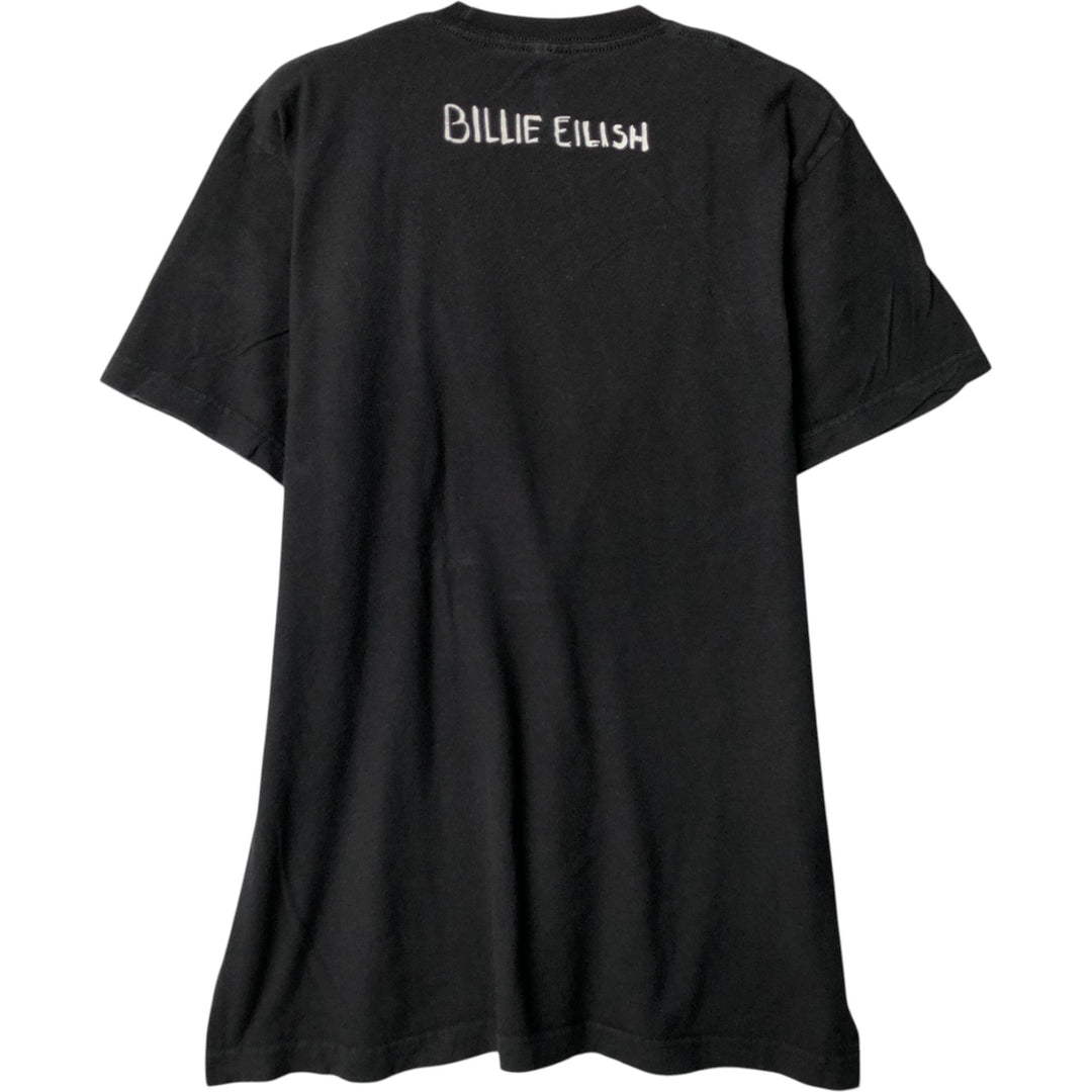 Billie Eilish Band T-shirt, Men's M size cotton black type Vintage Second Hand