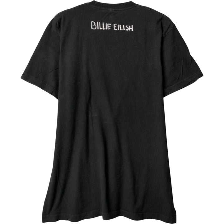 Billie Eilish Band T-shirt, Men's M size cotton black type Vintage Second Hand