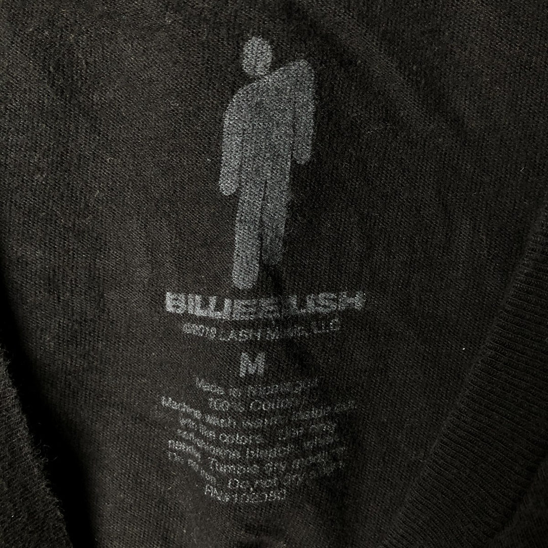 Billie Eilish Band T-shirt, Men's M size cotton black type Vintage Second Hand