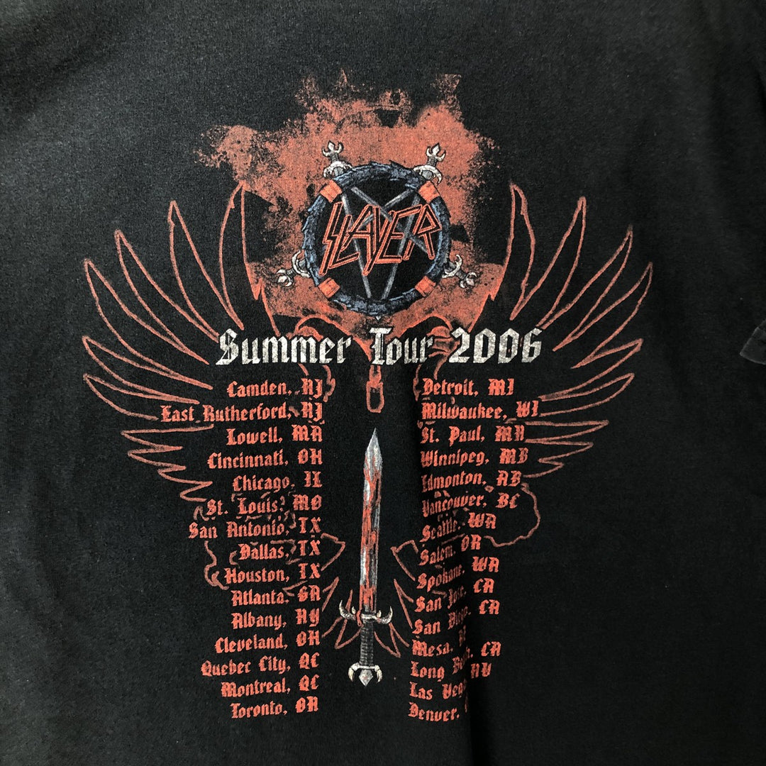 2000'S Gildan Slayer Band T-Shirt, Men's Size L cotton black type Vintage Second Hand