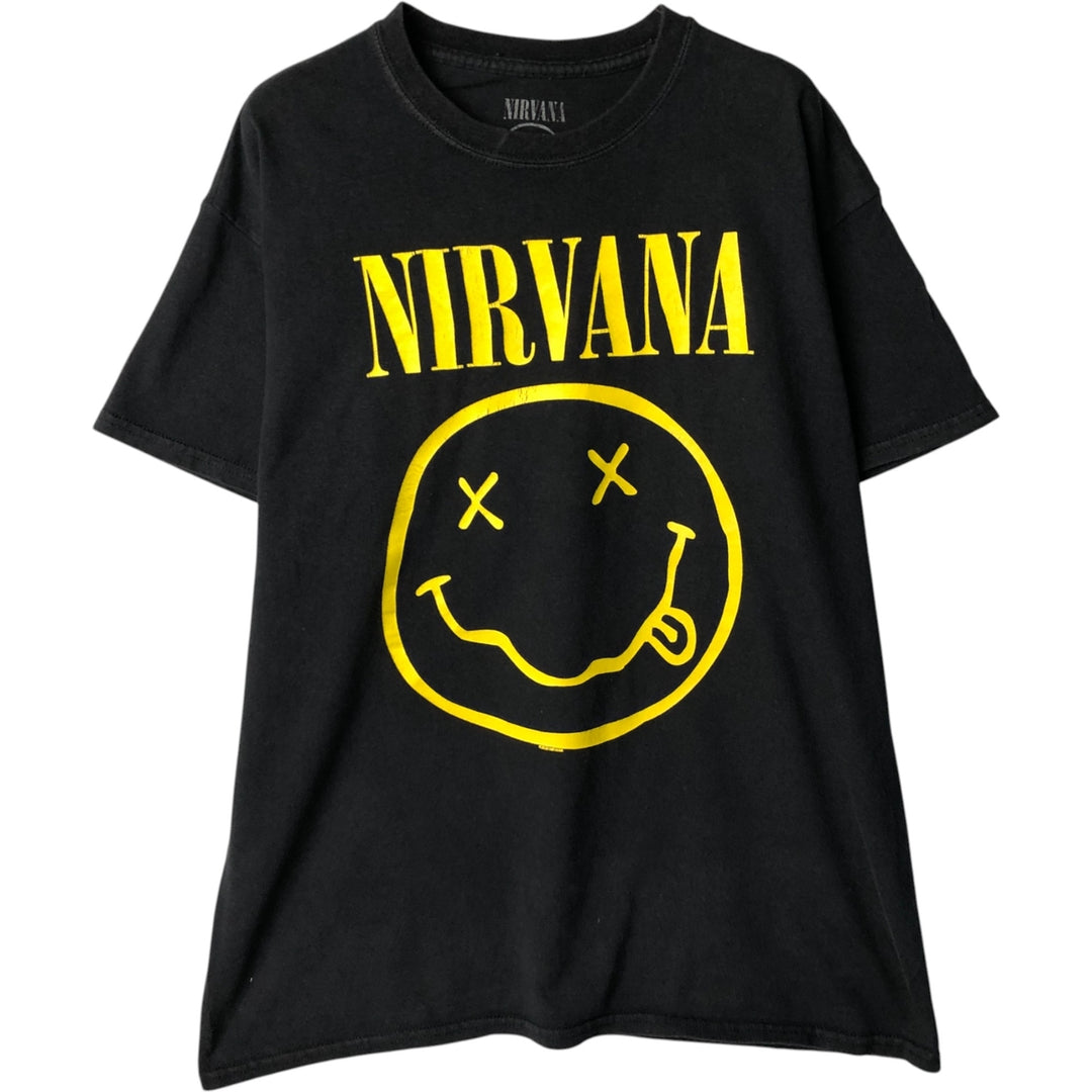 NIRVANA Nirvana Band T-shirt, Band T, Men's L size cotton blue type Vintage Second Hand