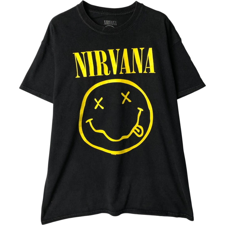 NIRVANA Nirvana Band T-shirt, Band T, Men's L size cotton blue type Vintage Second Hand