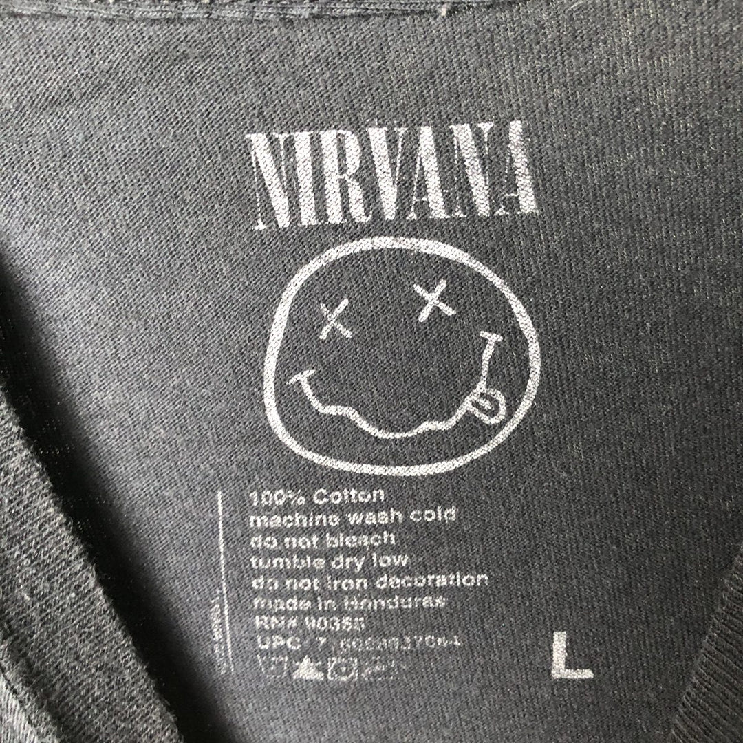 NIRVANA Nirvana Band T-shirt, Band T, Men's L size cotton blue type Vintage Second Hand
