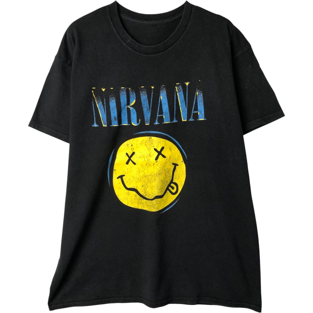 NIRVANA Nirvana Band T-shirt, Band T, Men's L size unclear black type Vintage Second Hand