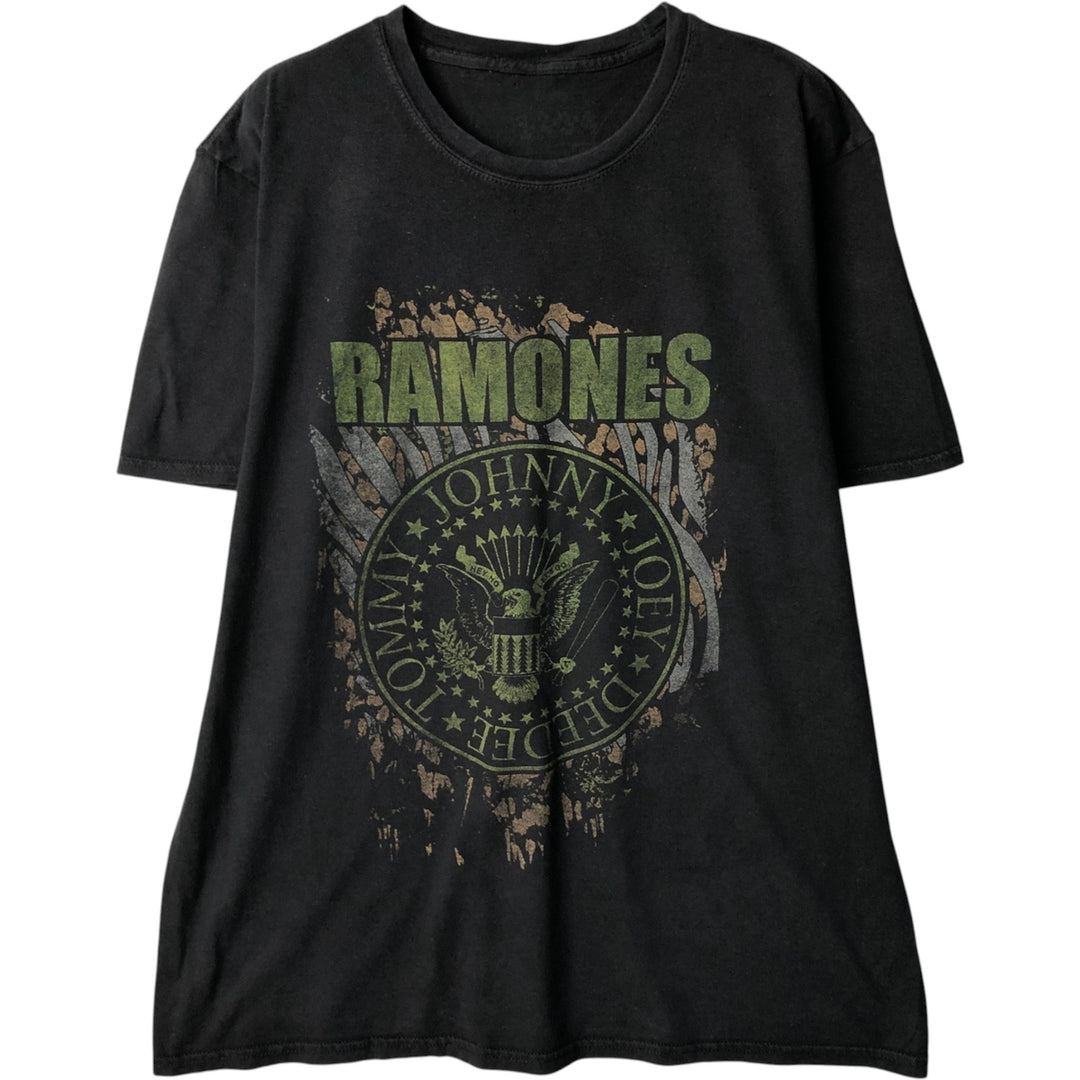RAMONES Band T-shirt, Men's L size unclear black type Vintage Second Hand