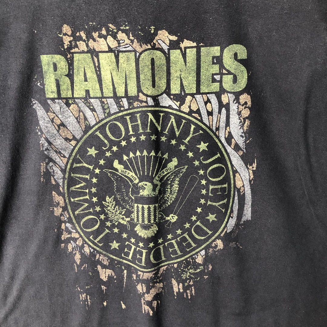 RAMONES Band T-shirt, Men's L size unclear black type Vintage Second Hand