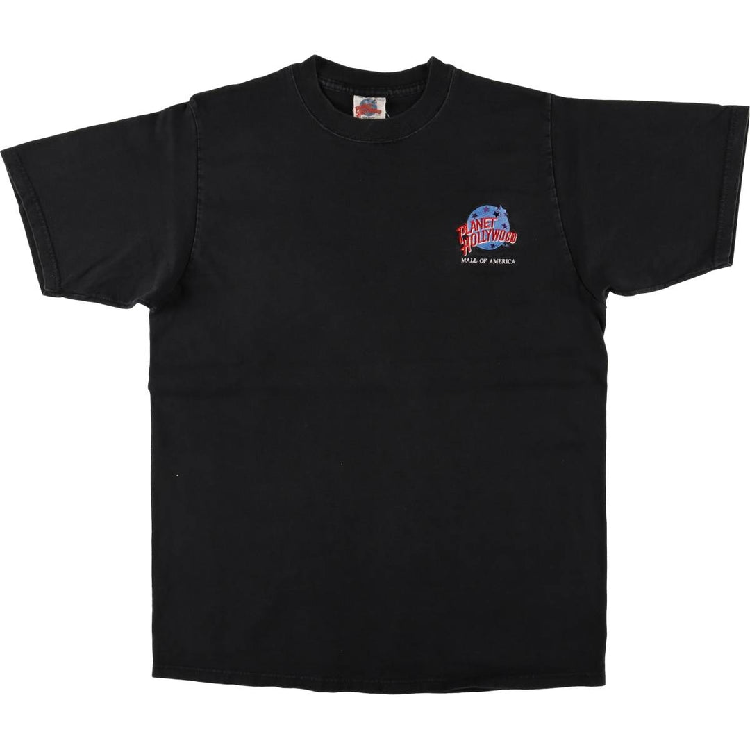 90'S PLANET HOLLYWOOD Advertising T-shirt Made in USA Men's XL Vintage cotton black type Vintage Second Hand