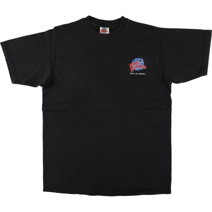 90'S PLANET HOLLYWOOD Advertising T-shirt Made in USA Men's XL Vintage cotton black type Vintage Second Hand