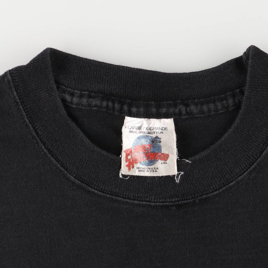 90'S PLANET HOLLYWOOD Advertising T-shirt Made in USA Men's XL Vintage cotton black type Vintage Second Hand