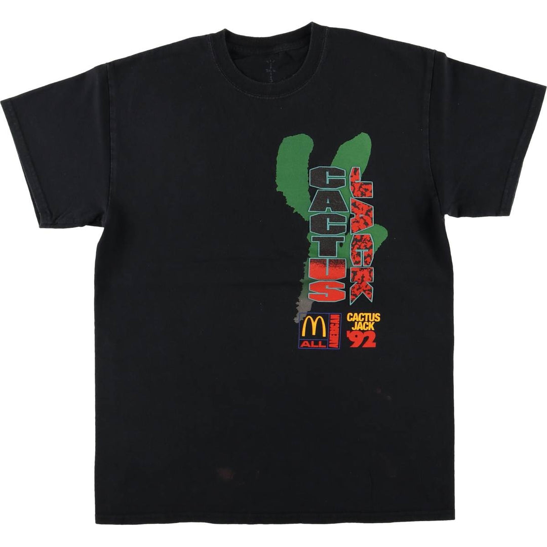 CACTUS JACK Travis Scott x McDonald's All American '92 Advertising T-Shirt, Men's Size Small cotton black type Vintage Second Hand