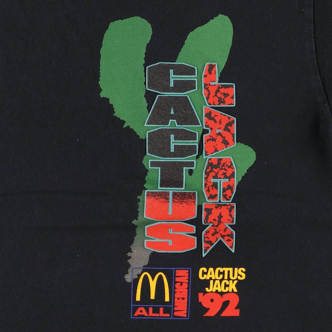 CACTUS JACK Travis Scott x McDonald's All American '92 Advertising T-Shirt, Men's Size Small cotton black type Vintage Second Hand