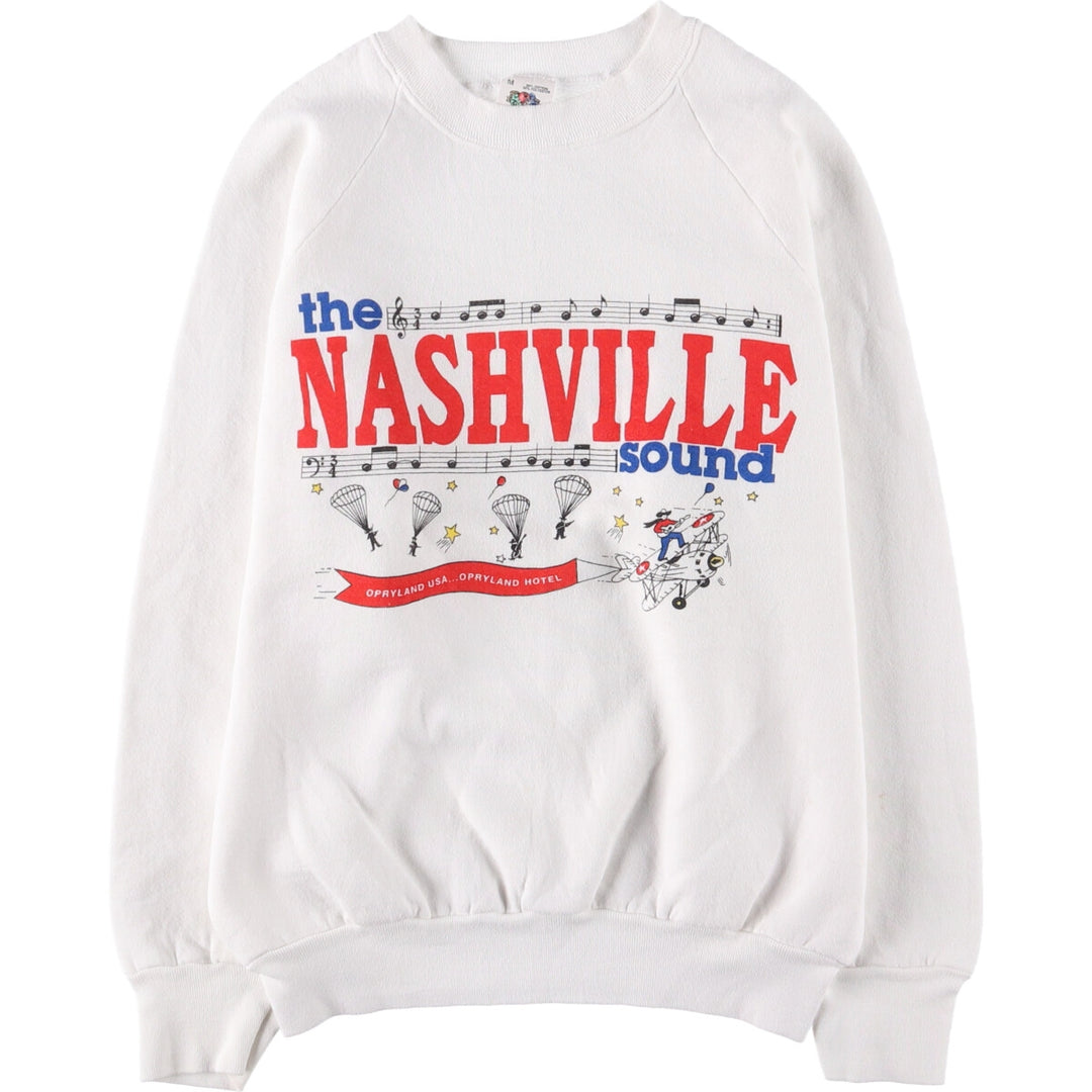 Vintage 90'S Fruit of the Loom print sweatshirt, made in the USA, size M, men's cotton white type Vintage Second Hand