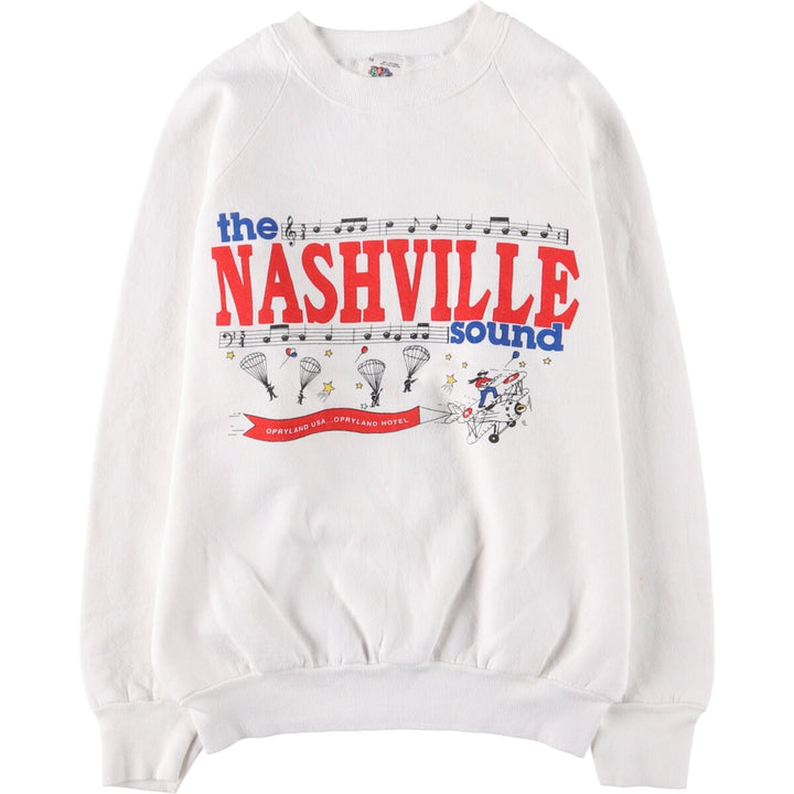 Vintage 90'S Fruit of the Loom print sweatshirt, made in the USA, size M, men's cotton white type Vintage Second Hand