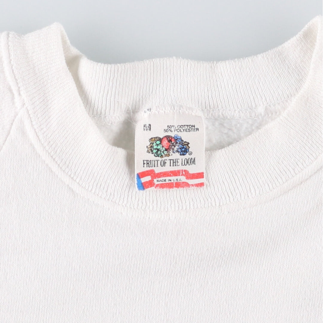 Vintage 90'S Fruit of the Loom print sweatshirt, made in the USA, size M, men's cotton white type Vintage Second Hand