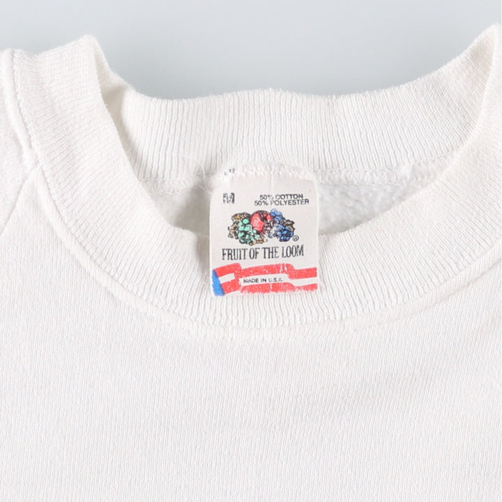 Vintage 90'S Fruit of the Loom print sweatshirt, made in the USA, size M, men's cotton white type Vintage Second Hand