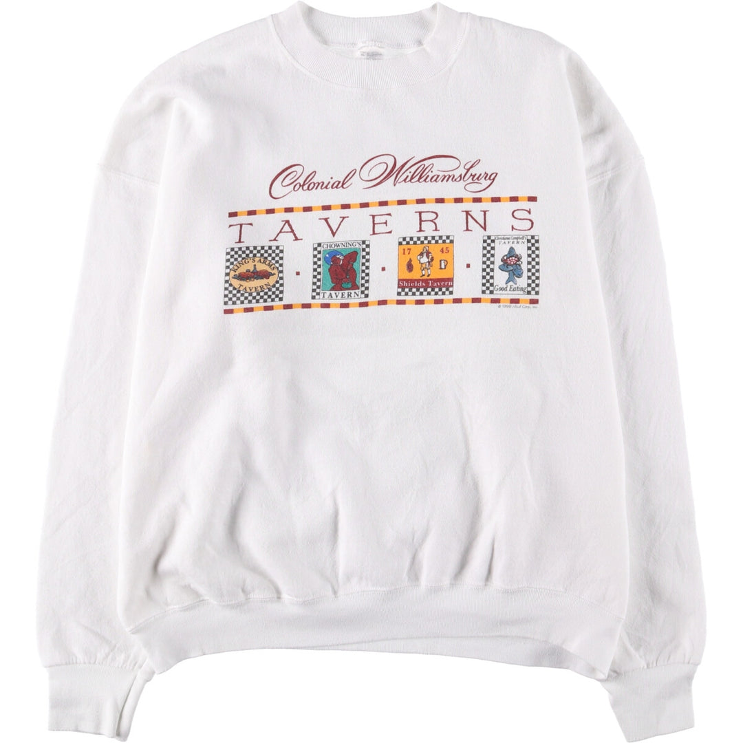 90'S Fruit of the Loom printed sweatshirt, sweatshirt, men's XL size, vintage cotton white type Vintage Second Hand